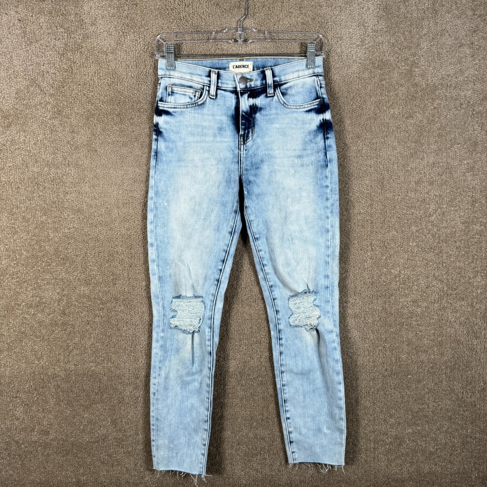 L'AGENCE El Matador Jeans Women's 24 High Rise‎ Slim Light Wash Distressed NWT